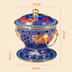 New cloisonné enamel old Beijing small hot pot single alcohol pot environmentally friendly oil hot pot cloisonné copper hot pot single person enamel copper hot pot blue bottom double dragon playing with beads 19cm
