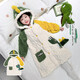G.DUCKKIDS children's pajamas boys' winter flannel pajamas baby long hooded anti-cold bathrobe dinosaur home bathrobe beige 90 cm