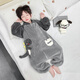 Disney children's one-piece pajamas autumn and winter flannel plus velvet thickened baby sleeping bag boys winter coral velvet home clothes gray 130 cm