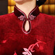 New autumn and winter cheongsam velvet improved long embroidered performance clothes slim mother clothes daily wear new Chinese clothes blue T0063-A M recommended 90-100Jin Jin equals 0.5 kg
