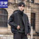 ROMON stand collar woolen coat men's 2026 new double-sided woolen woolen coat short loose zipper jacket top black gray M