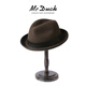Mr DUCK25 new winter product, Australian superfine wool hat, men's high-end foldable British jazz hat, sheepskin hat strap, retro brown coffee (100% wool)-MW56261 S (suitable for 52-55cm head circumference, small head circumference)