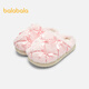 Balabala children's cotton slippers girls baby autumn and winter cotton shoes plus velvet indoor home shoes bow