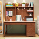 Huixun modern simple solid wood desk with bookshelf and bookcase combination writing desk study table home bedroom student computer desk walnut color #desk + bookshelf 100cm*60cm*75cm total height 135cm