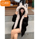 Cotton mountain sculpture cat ears hooded cotton coat for women winter thickened high-end cotton coat down jacket jacket parka 381 black high quality M 105-120Jin Jin is equal to 0.5 kg