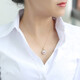 Half a grain of 18K gold natural freshwater pearl pendant, 925 silver necklace, Korean single pendant for women, round strong light, white pearl gold base + silver gold-plated chain 11-12mm