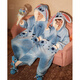 Gongdie thermal storage type Disney Stitch autumn and winter one-piece pajamas for women thickened coral velvet men's home clothes