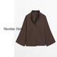 Massimo Dutti Autumn and Winter New Products 2025 Women's Clothing Simple and Versatile Lazy and Relaxed Textured Raglan Sleeve Shirt 05175975 Brown XS (165/84A)