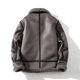 Falling retro leather jacket men's winter fur one-piece suede lamb hair plus velvet thickened motorcycle jacket retro gray M