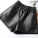 Haining Genuine Leather Shorts Women's 2025 Autumn New Casual Versatile Wide Leg Pants Sheepskin High Waist Slim Boot Pants Black 2XL