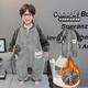 Disney children's one-piece pajamas autumn and winter flannel plus velvet thickened baby sleeping bag boys winter coral velvet home clothes gray 130 cm