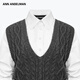 ANN ANDELMAN Real two-piece U-neck knitted vest white long-sleeved shirt retro college style simple and capable white XS