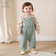Guiqi Xiong Autumn and Winter Baby Children's Outdoor Corduroy Warm Overalls for Male and Female Baby Pure Cotton One-piece Long Pants Gray Khaki 80