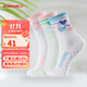 kawasaki川崎羽毛球袜跑步透气女款运动袜A6205(三双装) 白青蓝 均码 