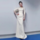 Seasonal host dress for women, high-end light luxury, white fishtail heavy industry banquet, dignified and atmospheric performance costume, slim annual party, picture color 2XL
