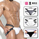 ORLVS Mr. Rui BS85 double-butt men's sexy underwear rainbow thong sexy low-waist gay back space leaking buttocks white black belt M size <55Kg