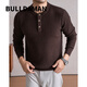 BULLDAMAN old money style Henry collar sweater for men 2025 autumn and winter mulberry silk wool sweater black XL