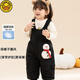 G.duck baby down overalls for boys and girls in winter, stylish outer ski pants, children's belly protection, thickened warm long pants, snowman black 100, recommended height 96-105cm, age 2-3 years old