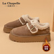 La Chapelle thick-soled snow boots for women in winter new style plus velvet Birkenstock shoes retro all-match thickened warm cotton shoes khaki 38