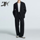DK brand men's suit suit men's spring and autumn new commuter double-breasted loose casual business suit jacket trendy black suit + trousers two-piece set M 115-130Jin Jin equals 0.5 kg