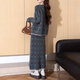 TonLion 2025 autumn and winter retro style pattern cardigan sweater and skirt two-piece women's suit