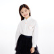 Annai children's clothing girls lapel long-sleeved shirt 2025 spring and autumn new style medium and large children's white shirt versatile off-white 150
