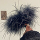 Xiaopanda Korean style ins style feather gripping hairpin for women ostrich hair clip for the back of the head plush shark clip hairpin black extra large size 13cm extra large base clip