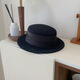 Chenyin New French Retro Hepburn Style Elegant Flat Top Woolen Hat Women's Autumn and Winter British Style Hat Black Hat Black Ribbon S(54-57cm)