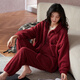 Yalu Couple Pajamas Women's Coral Velvet Autumn and Winter Plus Velvet Thickened Suit Wedding Newlywed Men's Winter Red Home Clothes TM52209 Female M Yes x