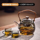 Steaming and boiling integrated glass teapot kettle thickened high temperature resistant teapot household electric ceramic stove cooking beam kettle thick handle beam kettle 1000ml + 8 gears 1300w wood color electric ceramic stove
