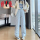 Yalu thickened down pants overalls for women 2025 winter new Northeast warm and cold-proof snow waterproof skiing off-white M