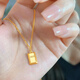 Hande small gold brick necklace for women Vietnamese sand gold 2024 new pendant 18k gold simulated gold small gold bar pendant chubby small gold brick necklace
