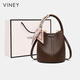 
viney cowhide bucket bag women's bag brand crossbody bag handbag birthday gift for girlfriend and wife [brown] high-end practical shoulder bag large capacity fashion light luxury versatile casual commuting bag