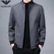 Men's jacket autumn woolen jacket men's woolen jacket middle-aged wool stand-up collar clip gray M 170
