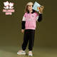 Fuluo Mi Girls Suit Winter Loose Casual Sports Children's Clothes Children's Velvet Sweatshirt and Trousers Two-piece Set Pink/Black 160
