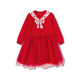 Balabala children's clothing girls dress 2025 new spring mesh children's princess skirt New Year's greetings dress Western style stitching Chinese red 60611 120