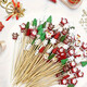 Zi Jiafu Christmas bamboo skewers candied haws skewers cedar Santa Claus combination fruit skewers household commercial disposable fruit forks Christmas mixed style (/pack) 100 pieces 12cm