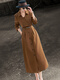 Lancer 2025 new autumn style high-end commuting fake two-piece long-sleeved waist belted suit dress brown brown M