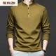 FR.YH.ZH Cotton Daji Cotton Industry Autumn and Winter Double-sided German Velvet Bottoming Shirt Men's Henry Trendy Versatile Long Sleeve T-Shirt Stand Collar Sweatshirt Gray 4XL