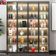 Layout like simple wine cabinet living room glass multi-function storage cabinet against the wall one-piece home light luxury high-end storage rack storage cabinet 120*32*200 double door glass + double drawer