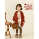 Young girls British plaid shirt 2025 autumn and winter vitality cute soft waxy skin-friendly mushroom embroidered warm top red plaid 90 cm