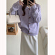 Clothes yuan round neck horn button knitted sweater 2025 autumn and winter new purple cardigan jacket women's gentle lazy casual top purple regular one size (85-120Jin Jin equals 0.5 kg)