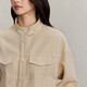 INMAN Retro Barn Style Stand Collar Short Jacket Women's 2025 Autumn Loose Fashionable Versatile Work Jacket Top Warm Apricot S