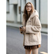 TonLion 2025 Winter Women's Hooded Horn Button One-Hand-Length Imitation Lamb Wool Jacket
