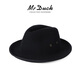 Mr DUCK Australian pure wool handmade top hat rolled edge foldable casual high-end jazz hat for men, warm and breathable in autumn and winter, royal black (top hat) S (suitable for 52-55cm head circumference, small head circumference)