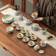 Fantu Ru Kiln Kung Fu Tea Set Hover Cover Bowl Xi Shi Complete Set of Tea Cups and Teapots Light Luxury High-end Master Class Gift Box Fu Xi Shi Pot Blue and White Lotus-Bell Cup Large Set 30 Pieces