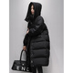 Flying in the Snow Long Down Jacket Women's 25 Winter New Loose Large Size Fashion Warm 90 Fleece Hooded Jacket Black S