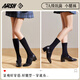 One Fish Socks Women's Spring and Autumn Over-the-Knee Socks Mid-Tube Black Long Leg Stockings JK with Small Leather Shoes Tube Height 21cm