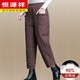 Hengyuanxiang down pants for women in winter, fashionable and warm for middle-aged and elderly mothers, thickened high-waisted elastic straight loose casual cotton pants, brown (white duck down) high quality 2XL (suitable for 140-155 Jin Jin equals 0.5 kg)