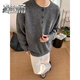 Male figure gray henley collar sweater men's autumn and winter trendy brand lazy style knitted sweater cleanfit bottoming shirt GT6 light gray regular XL